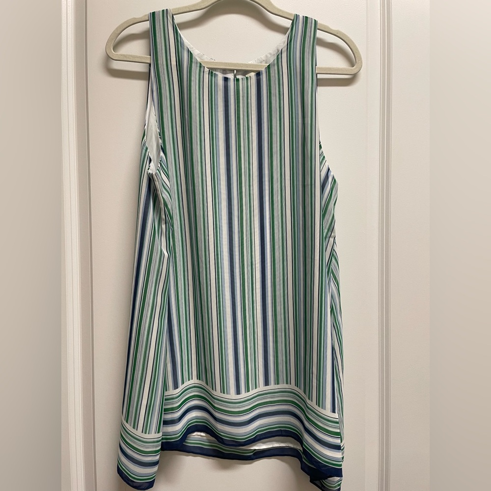 Max Studio Green and Blue Striped Blouse